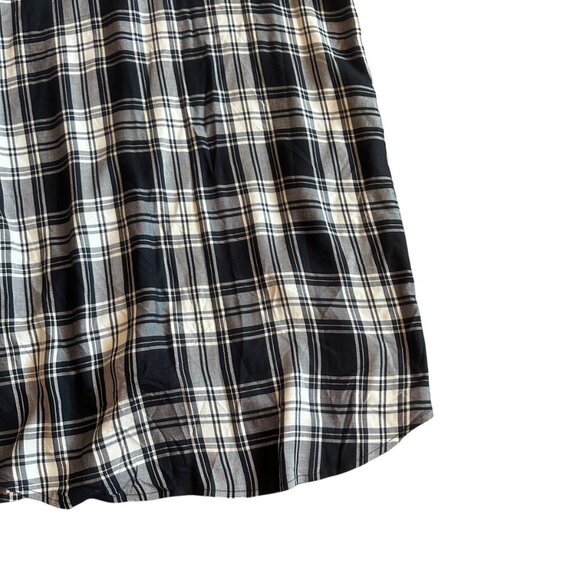 Madewell Black Plaid Shirt Dress Mini Length Short Sleeve Size XS Women's - Picture 9 of 11